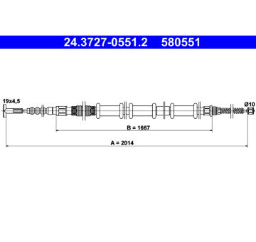 Tažné lanko, parkovací brzda ATE 24.3727-0551.2
