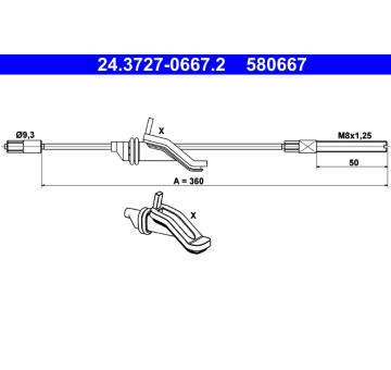 Tažné lanko, parkovací brzda ATE 24.3727-0667.2