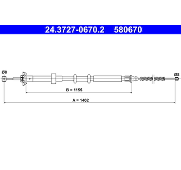 Tažné lanko, parkovací brzda ATE 24.3727-0670.2