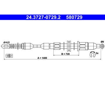 Tažné lanko, parkovací brzda ATE 24.3727-0729.2