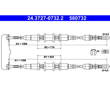 Tažné lanko, parkovací brzda ATE 24.3727-0732.2