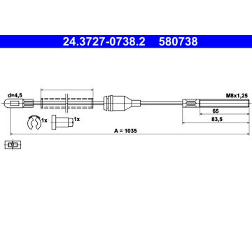 Tažné lanko, parkovací brzda ATE 24.3727-0738.2