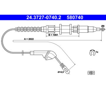Tažné lanko, parkovací brzda ATE 24.3727-0740.2