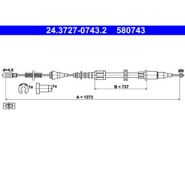 Tažné lanko, parkovací brzda ATE 24.3727-0743.2