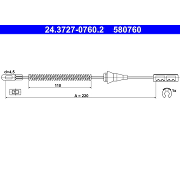 Tažné lanko, parkovací brzda ATE 24.3727-0760.2
