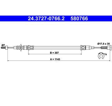 Tažné lanko, parkovací brzda ATE 24.3727-0766.2