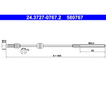 Tažné lanko, parkovací brzda ATE 24.3727-0767.2
