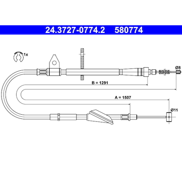 Tažné lanko, parkovací brzda ATE 24.3727-0774.2