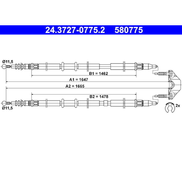 Tažné lanko, parkovací brzda ATE 24.3727-0775.2