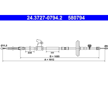 Tažné lanko, parkovací brzda ATE 24.3727-0794.2