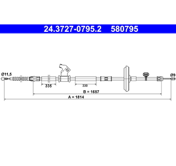 Tažné lanko, parkovací brzda ATE 24.3727-0795.2
