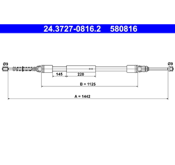 Tažné lanko, parkovací brzda ATE 24.3727-0816.2