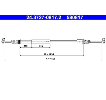 Tažné lanko, parkovací brzda ATE 24.3727-0817.2