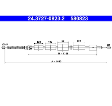 Tažné lanko, parkovací brzda ATE 24.3727-0823.2