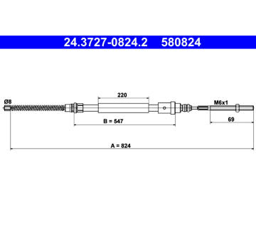Tažné lanko, parkovací brzda ATE 24.3727-0824.2