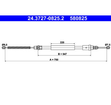 Tažné lanko, parkovací brzda ATE 24.3727-0825.2