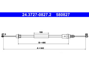 Tažné lanko, parkovací brzda ATE 24.3727-0827.2
