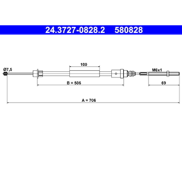 Tažné lanko, parkovací brzda ATE 24.3727-0828.2