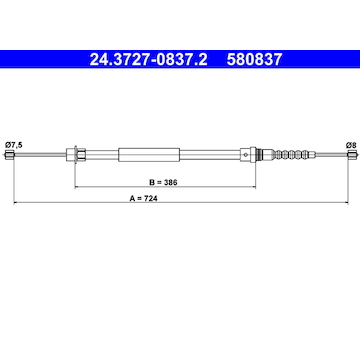 Tažné lanko, parkovací brzda ATE 24.3727-0837.2