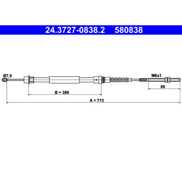 Tažné lanko, parkovací brzda ATE 24.3727-0838.2