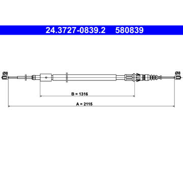 Tažné lanko, parkovací brzda ATE 24.3727-0839.2