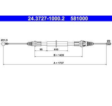 Tažné lanko, parkovací brzda ATE 24.3727-1000.2