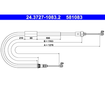 Tažné lanko, parkovací brzda ATE 24.3727-1083.2