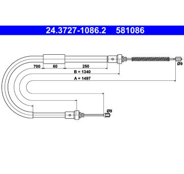 Tažné lanko, parkovací brzda ATE 24.3727-1086.2