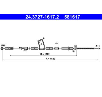 Tažné lanko, parkovací brzda ATE 24.3727-1617.2