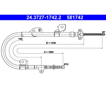 Tažné lanko, parkovací brzda ATE 24.3727-1742.2
