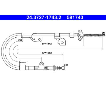 Tažné lanko, parkovací brzda ATE 24.3727-1743.2
