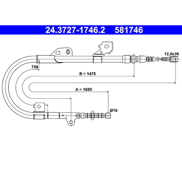 Tažné lanko, parkovací brzda ATE 24.3727-1746.2