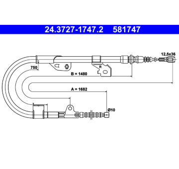 Tažné lanko, parkovací brzda ATE 24.3727-1747.2