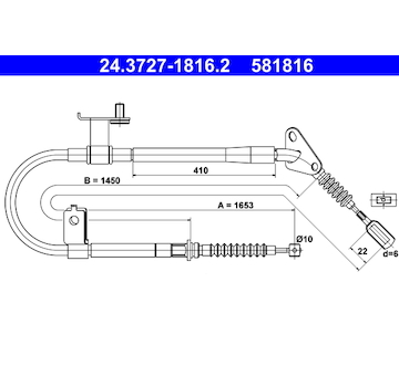 Tažné lanko, parkovací brzda ATE 24.3727-1816.2