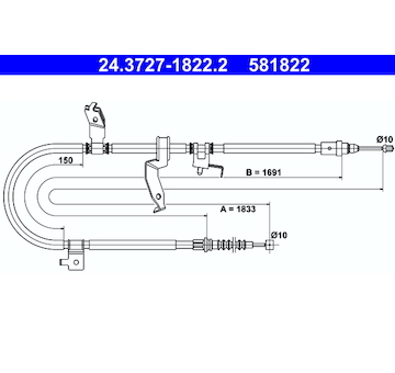 Tažné lanko, parkovací brzda ATE 24.3727-1822.2
