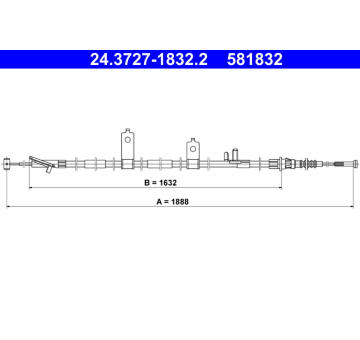 Tažné lanko, parkovací brzda ATE 24.3727-1832.2