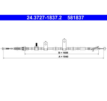 żażné lanko parkovacej brzdy ATE 24.3727-1837.2