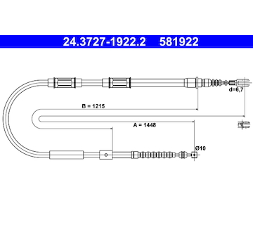 Tažné lanko, parkovací brzda ATE 24.3727-1922.2
