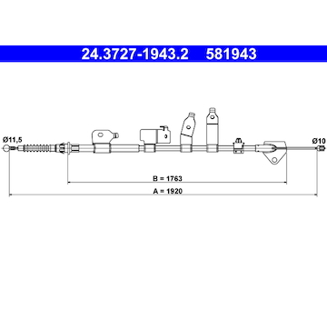 Tažné lanko, parkovací brzda ATE 24.3727-1943.2