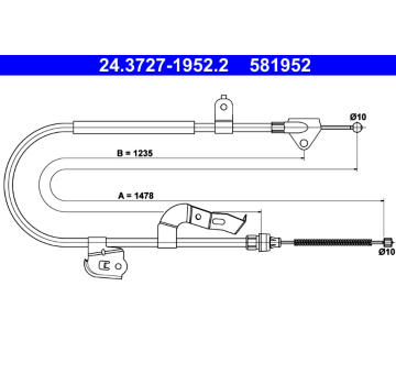 Tažné lanko, parkovací brzda ATE 24.3727-1952.2