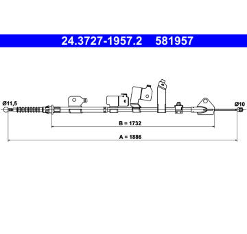 Tažné lanko, parkovací brzda ATE 24.3727-1957.2