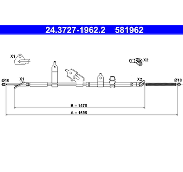 Tažné lanko, parkovací brzda ATE 24.3727-1962.2