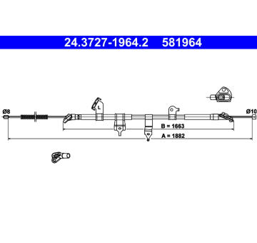 Tažné lanko, parkovací brzda ATE 24.3727-1964.2