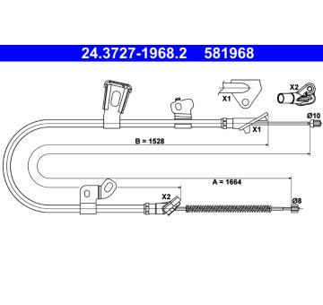 Tažné lanko, parkovací brzda ATE 24.3727-1968.2