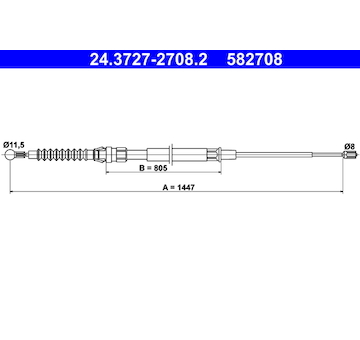 Tažné lanko, parkovací brzda ATE 24.3727-2708.2