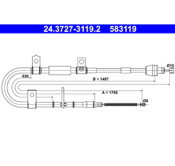 Tažné lanko, parkovací brzda ATE 24.3727-3119.2