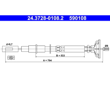 Tažné lanko, ovládání spojky ATE 24.3728-0108.2