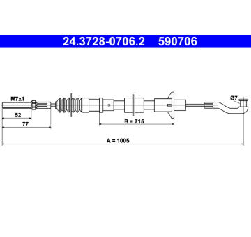 Tažné lanko, ovládání spojky ATE 24.3728-0706.2
