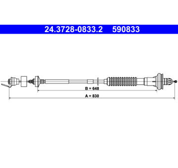 Tažné lanko, ovládání spojky ATE 24.3728-0833.2
