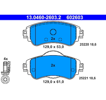 Sada brzdových destiček, kotoučová brzda ATE 13.0460-2603.2